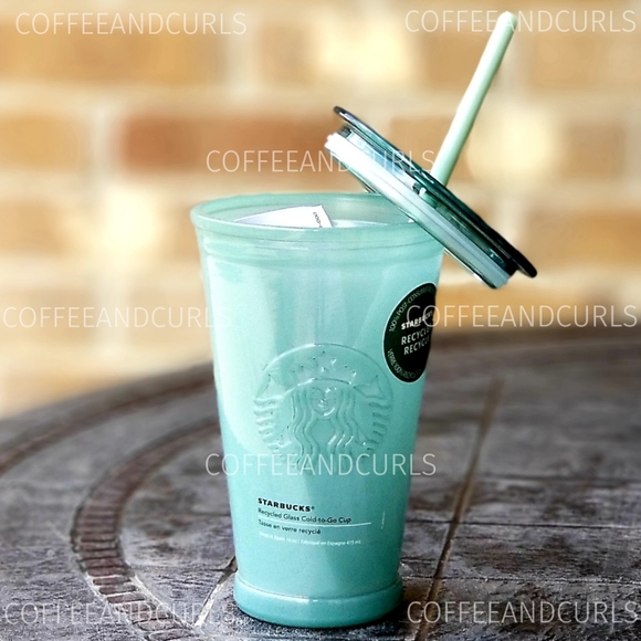 Starbucks Green Frosted Recycled Glass Tumbler 16oz NWT - Picture 5 of 9
